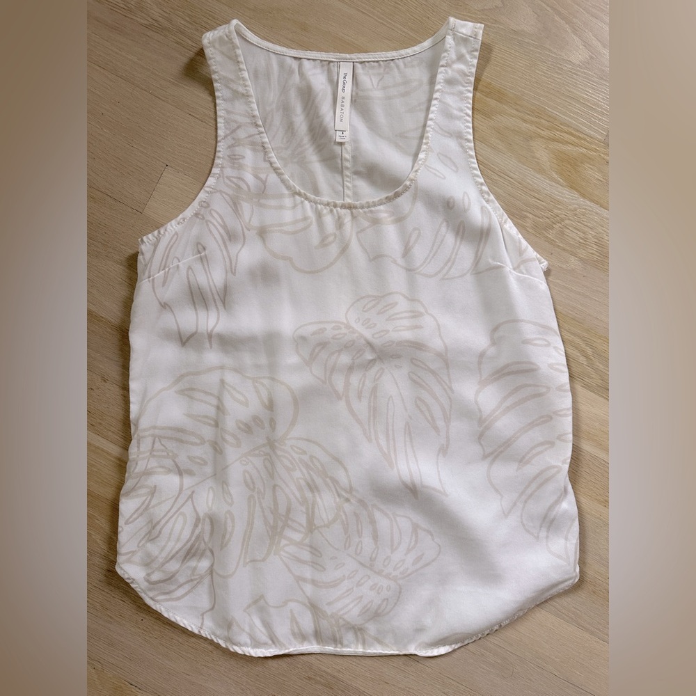 Aritzia The Group Babaton women’s ivory Tropical Leaf Monstera Tank top small